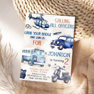 Police Boy 2. Geburtstag Party Einladung