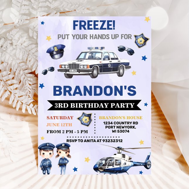 Police Boy 3. Geburtstag Party Einladung (Von Creator hochgeladen)