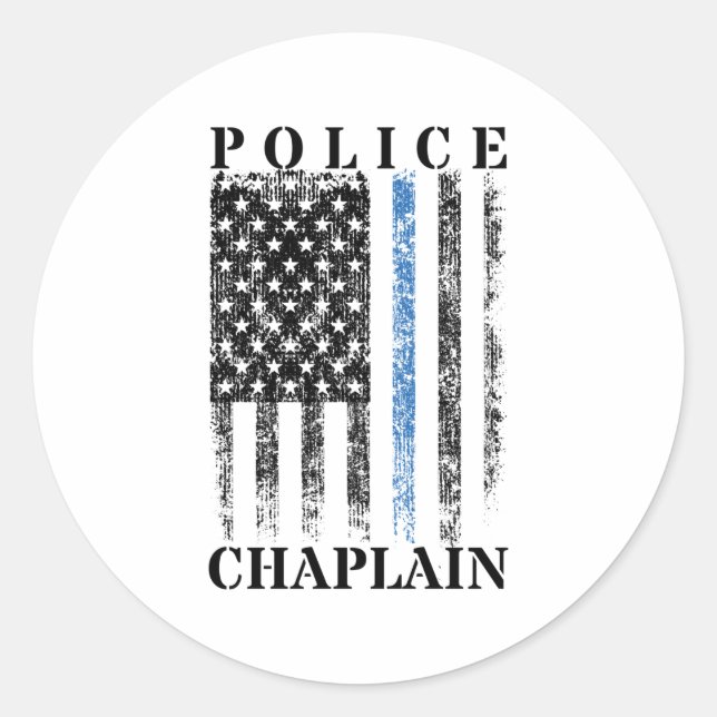 Police Chaplain American USA Flag Runder Aufkleber (Vorderseite)