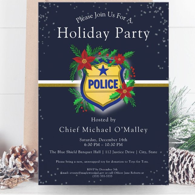 Police Christmas Elegant Holiday Party Einladung (Von Creator hochgeladen)