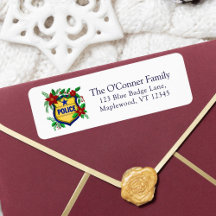 Police Christmas Elegant Holiday Return Address