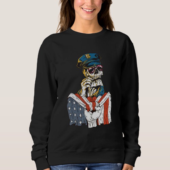 Police costume skaleton with American Flag Sweatshirt (Vorderseite)