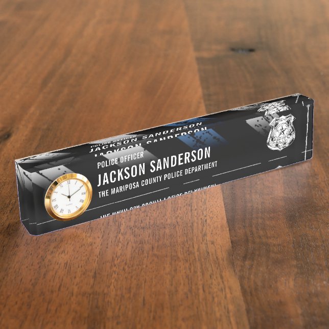 Police Department Officer Thin Blue Line Logo Namensplakette (Seite)