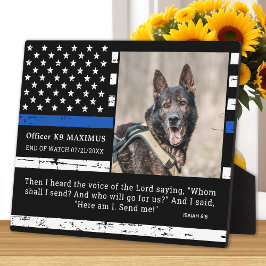 Police Dog Thin Blue Line Officer K9 Memorial Fotoplatte