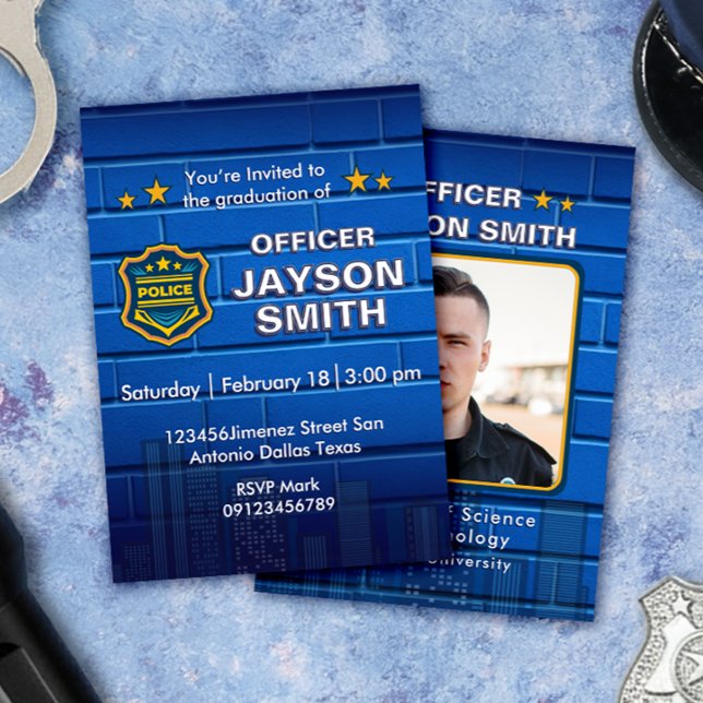 Police Graduation Party with Photo Einladung (Von Creator hochgeladen)