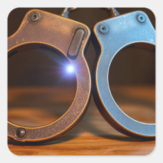 Police handcuffs quadratischer aufkleber