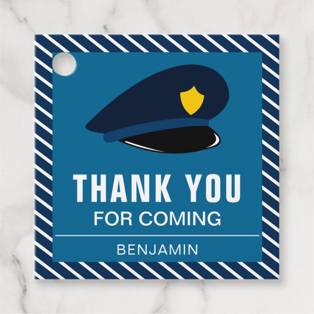 Police Hat Birthday Party Geschenkanhänger (Vorderseite)