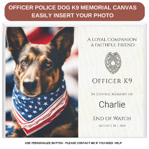 Police K9 Memorial Foto Polizeihund Personalisiert Leinwanddruck