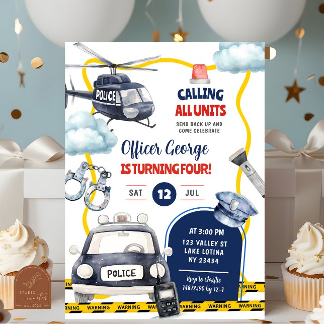 Police Kid's Birthday Einladung (Von Creator hochgeladen)