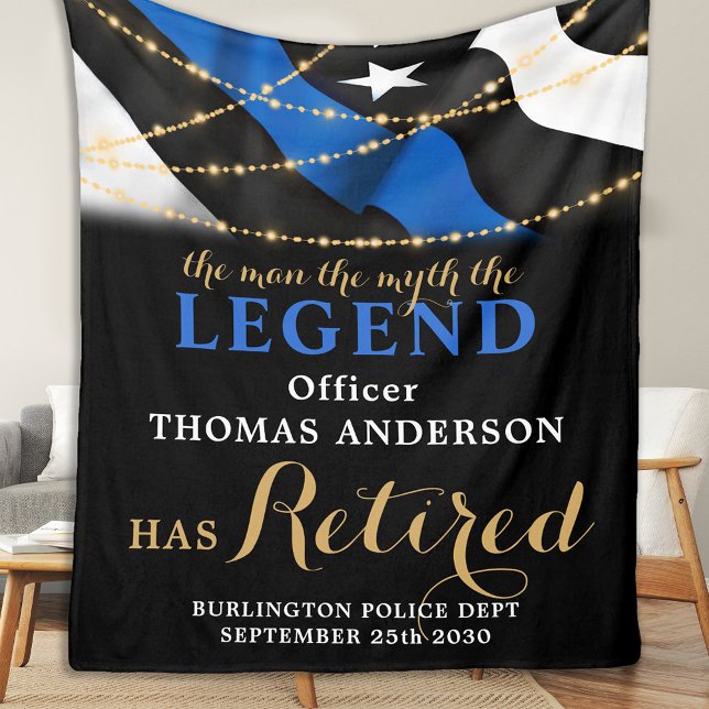 Police Legend Thin Blue Line Gold Rentirement Fleecedecke (Von Creator hochgeladen)