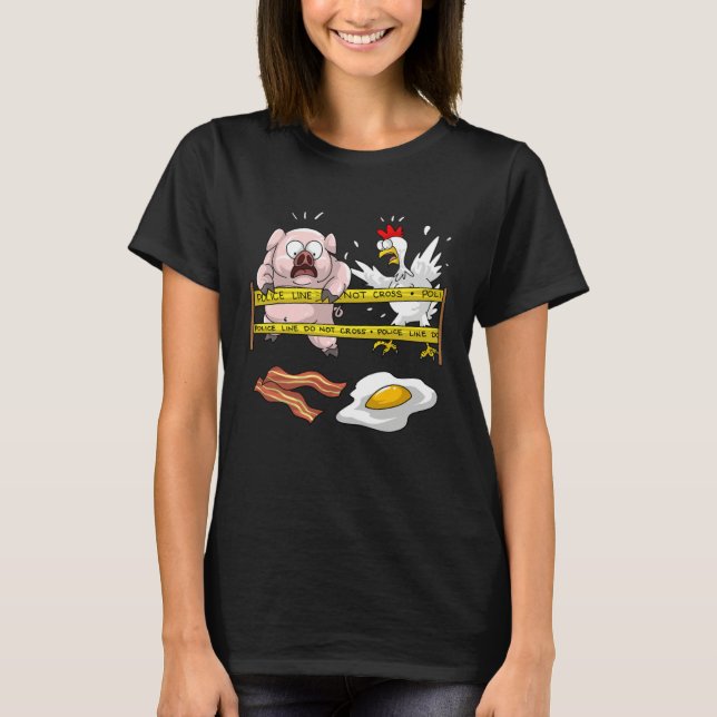 Police Line Do Not Cross Fast Food Pig Chicken Cop T-Shirt (Vorderseite)