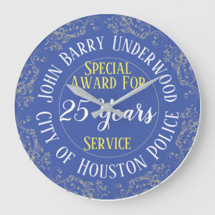 Police Long Service Award with Years Served Große Wanduhr