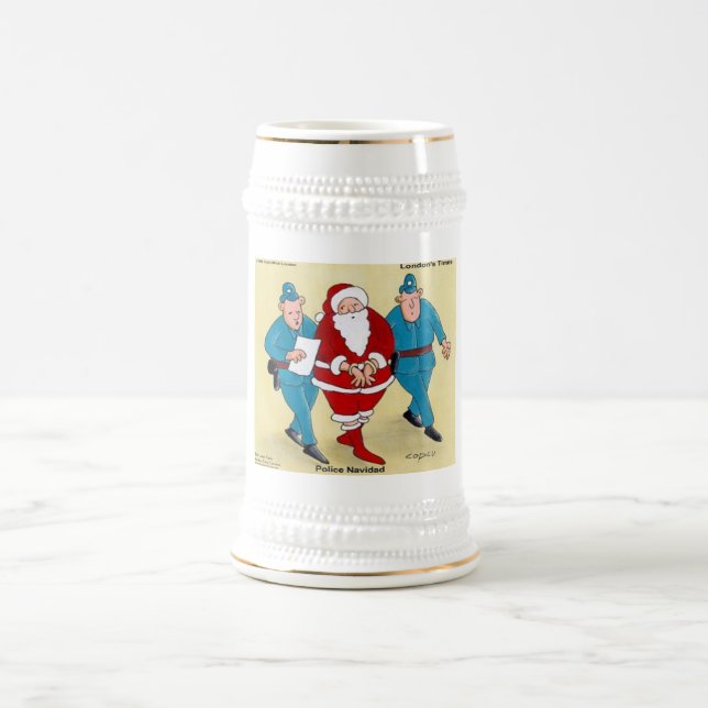 Police Navidad Funny Christmas Weihnachtsgeschenke Bierglas (Mittel)