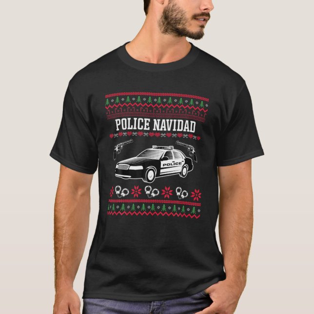 Police Navidad Ugly Xmas Weihnachtssüßer T-Shirt (Vorderseite)