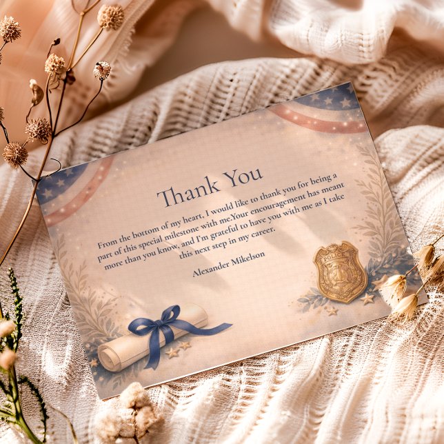 Police Officer Academy Milestone Graduation Dankeskarte (Von Creator hochgeladen)