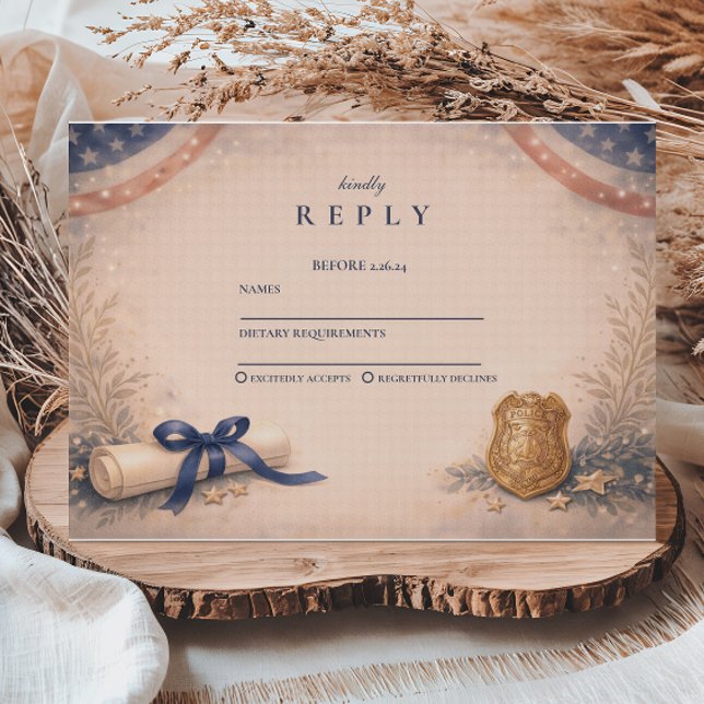 Police Officer Academy Milestone Graduation RSVP Karte (Von Creator hochgeladen)
