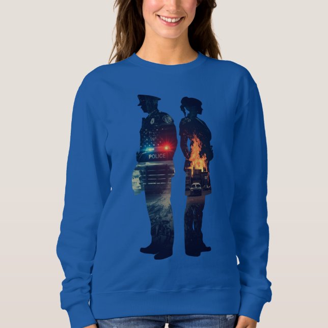 Police Officer and Nurse Couple Silhouette Sweatshirt (Vorderseite)