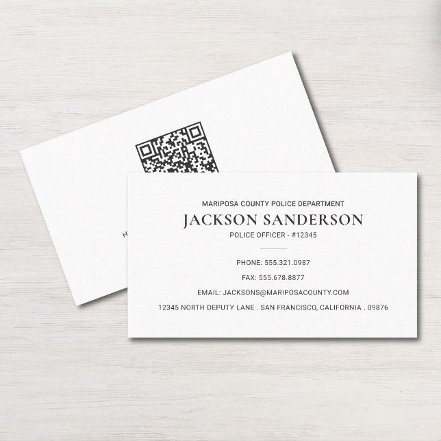Police Officer Department Law Enforcement QR Code Visitenkarte (Police Officer Department Law Enforcement QR Code Business Card)