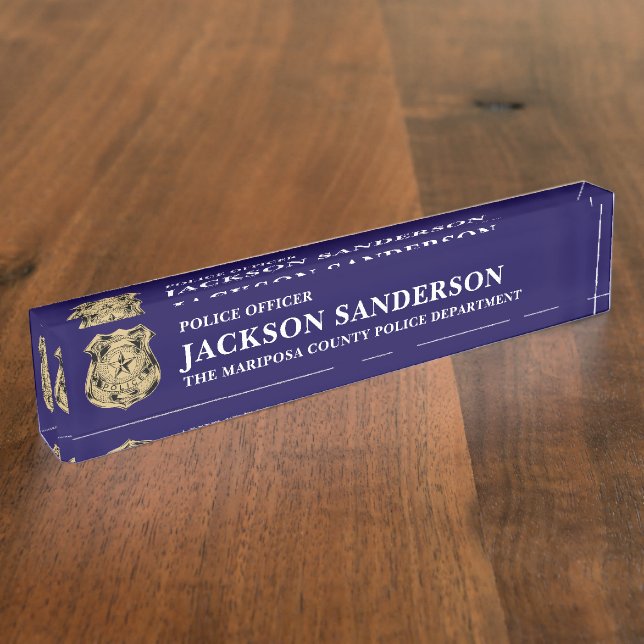 Police Officer Department Thin Blue Line Badge Namensplakette (Seite)