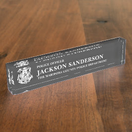 Police Officer Department Thin Blue Line Logo Namensplakette