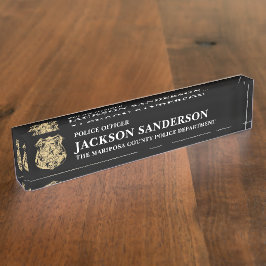 Police Officer Department Thin Blue Line Logo Namensplakette