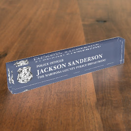 Police Officer Department Thin Blue Line Logo Namensplakette