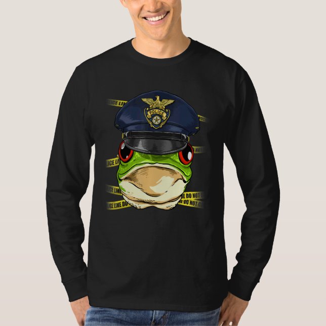 Police Officer Frog PD Cop Crime Scene Toad Frog T-Shirt (Vorderseite)
