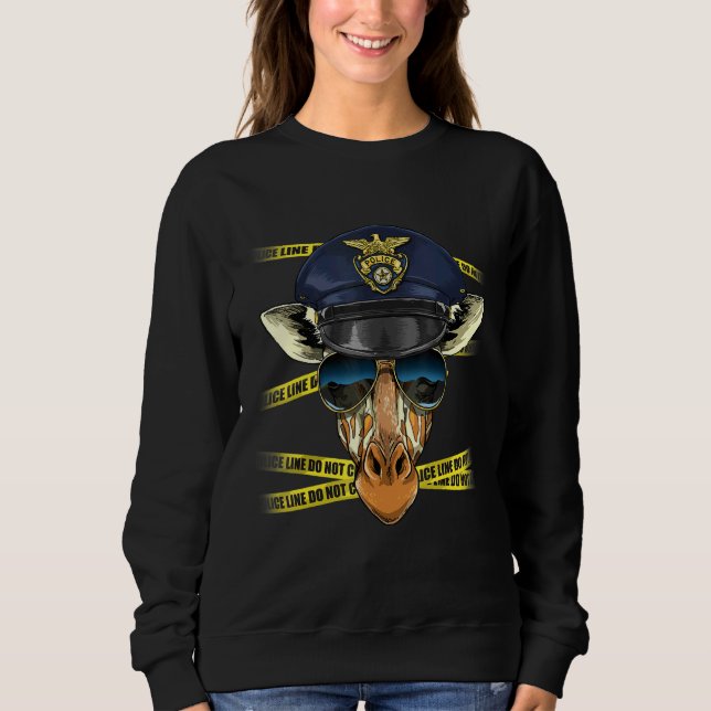 Police Officer Giraffe PD Cop Crime Scene Giraffe Sweatshirt (Vorderseite)