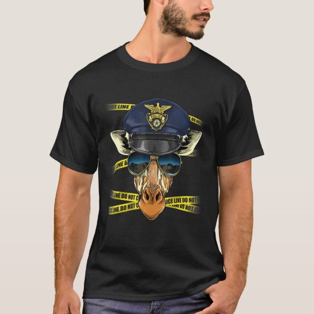 Police Officer Giraffe PD Cop Crime Scene Giraffe T-Shirt (Vorderseite)
