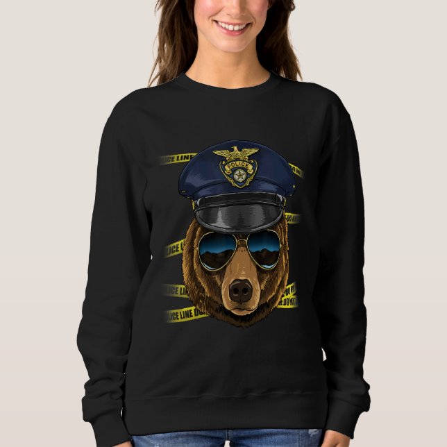 Police Officer Grizzly Bear PD Cop Crime Scene Bea Sweatshirt (Vorderseite)