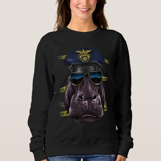 Police Officer Hippopotamus PD Cop Crime Scene Hip Sweatshirt (Vorderseite)