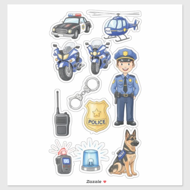 👮‍♂️ Police Officer K9 Dog Patrol Vinyl Sticker (Blatt)