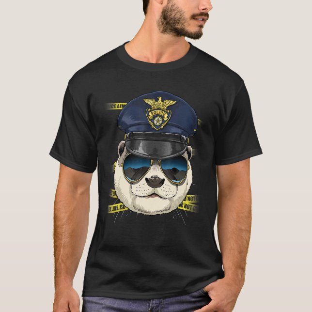 Police Officer Otter PD Cop Crime Scene Sea Animal T-Shirt (Vorderseite)