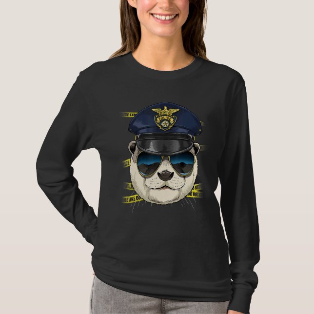 Police Officer Otter PD Cop Crime Scene Sea Animal T-Shirt (Vorderseite)