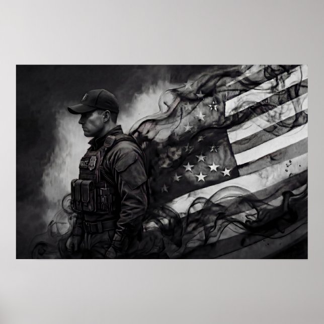 Police Officer Patriotic Law Enforcement Tribute Poster (Vorne)