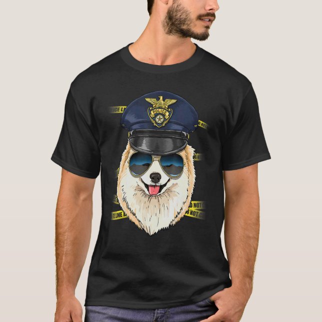 Police Officer Pomeranian Cop Crime Scene K9 Pom D T-Shirt (Vorderseite)