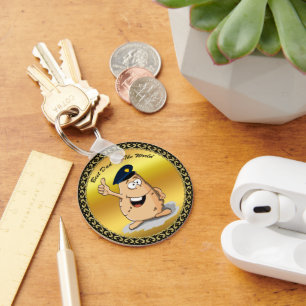 Police officer potato with a blue police hat schlüsselanhänger