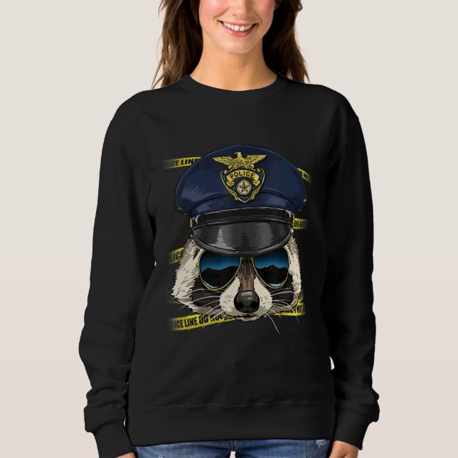 Police Officer Raccoon PD Cop Crime Scene Raccoon Sweatshirt (Vorderseite)
