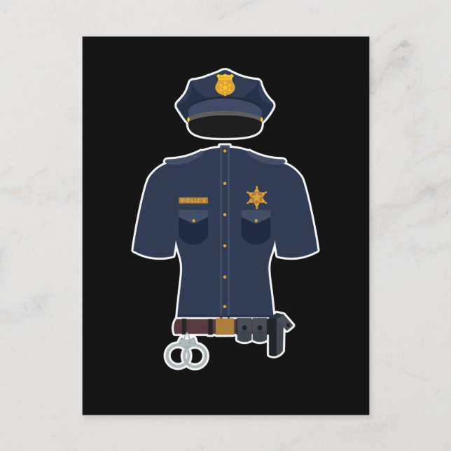 Police Officer Uniform Kids Carnival Postkarte (Vorderseite)
