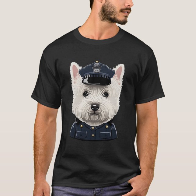 Police Officer Westie On Police West Highland Whit T-Shirt (Vorderseite)