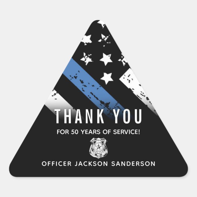 Police Retirement Anniversary Blue Line Flag Dreieckiger Aufkleber (Vorderseite)