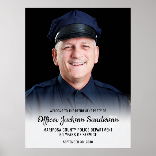 Police Retirement Blue Line Flag Photo Welcome Poster (Vorne)