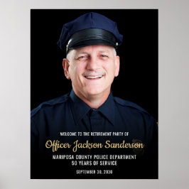 Police Retirement Blue Line Flag Photo Welcome Poster