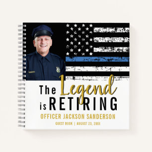 Police Retirement Foto Thin Blue Line Gästebuch Notizbuch