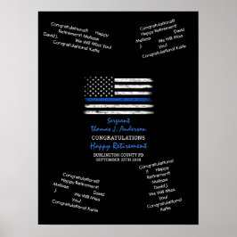 Police Retirement Gästebuch Thin Blue Line Black