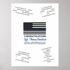 Police Retirement Gästebuch Thin Blue Line Poster