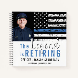Police Retirement Thin Blue Line Foto Gästebuch Notizbuch