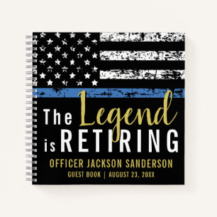 Police Retirement Thin Blue Line Gästebuch Notizbuch