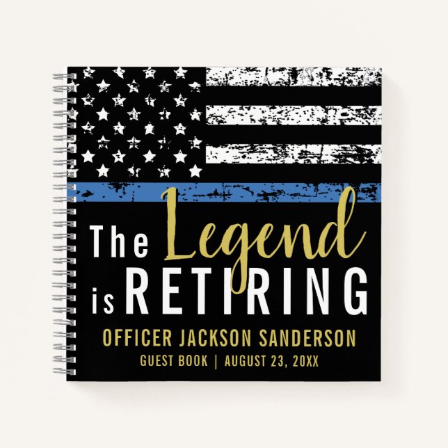 Police Retirement Thin Blue Line Gästebuch Notizbuch (Vorderseite)