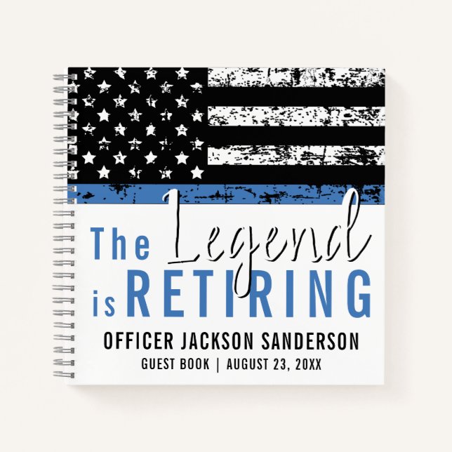Police Retirement Thin Blue Line Gästebuch Notizbuch (Vorderseite)